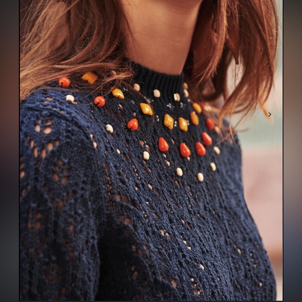 SÉZANE Marine Taille Pullover Sweater - Picture 2 of 13